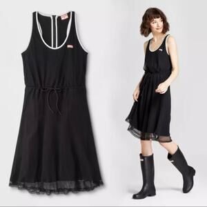 Hunter for Target Black Mesh Sporty Posh Chic Drawstring Waist Racerback Dress